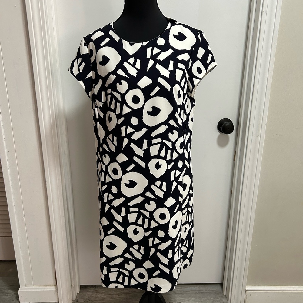LOFT NWT Black and White Abstract Midi Dress